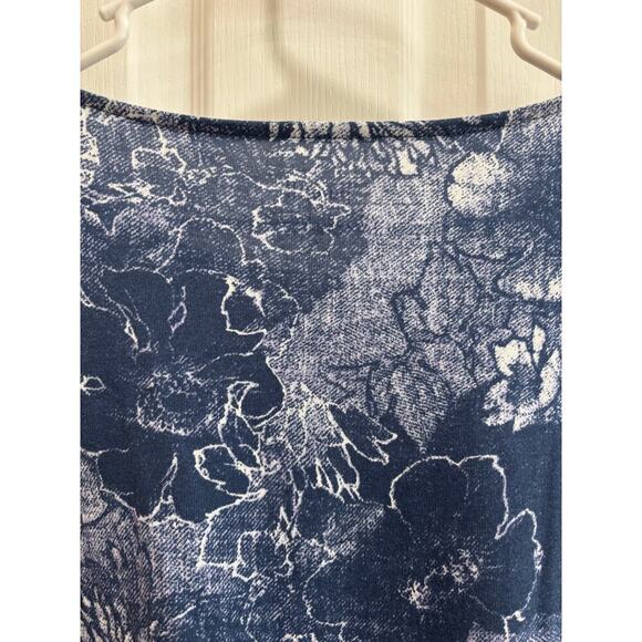 Pure Jill J. Jill Women M Faux Wrap Blue White Cotton Modal 3/4 Sleeve Dress - Picture 8 of 10